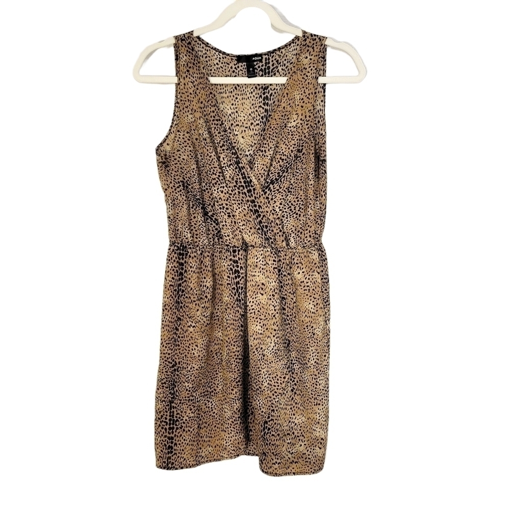 Aqua Cheetah Print Faux Wrap Dress
